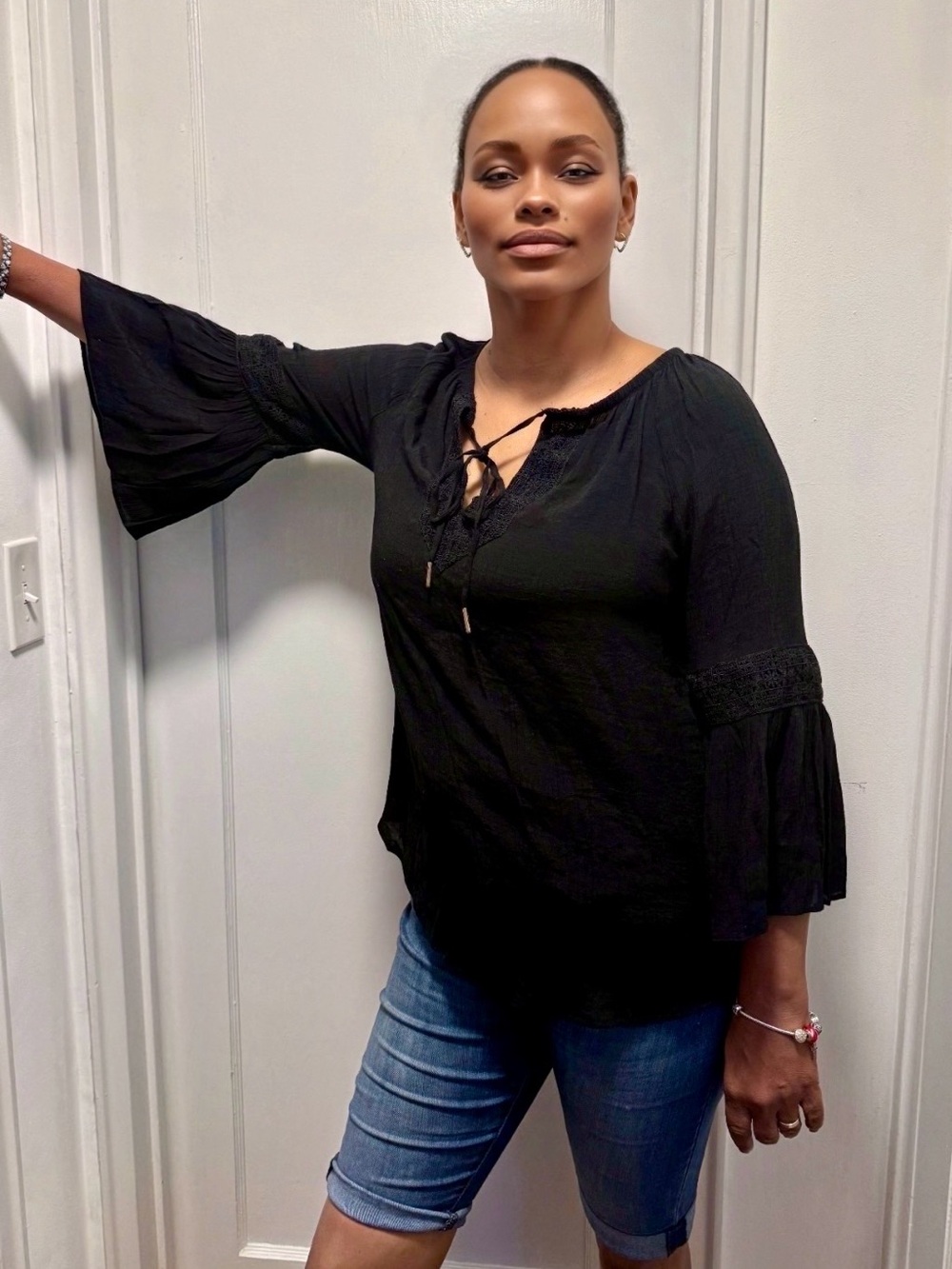 🌻Counterparts Women’s bohemian Blouse – Size Large – Black Boho Top🌻